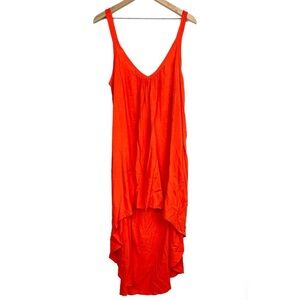 JaxSea Womens Flowy Midi Dress M Red Hawaii Vacation Tropical High Low Beachy